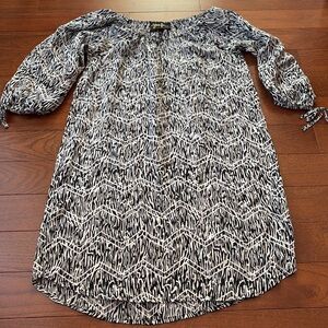Yumi Kim 100% Silk Sheath Dress Zebra Black & White Abstract Animal Print, XS